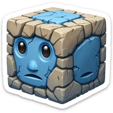 american-blue-intricate-stone-age-rocky-crusted-cube-shaped sticker