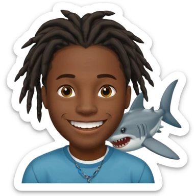 Dark skin black male with locs and shark bite piercings sticker