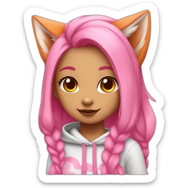 fox girl withpinkhair sticker