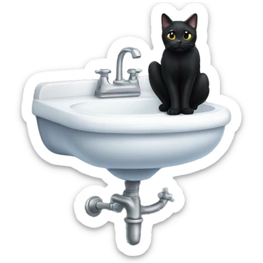 Black cat standing on a sink sticker