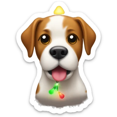 Dog pooping Christmas lights sticker