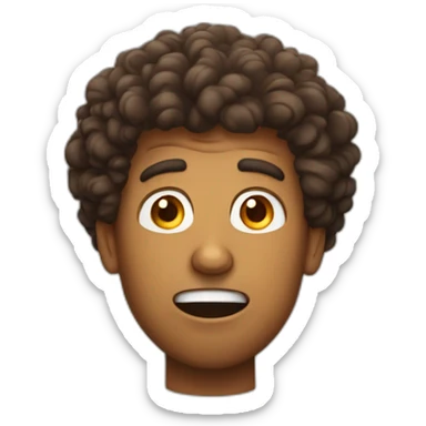 A brown guy with big curly hair surprised eyes out open mouth mind blowing sticker