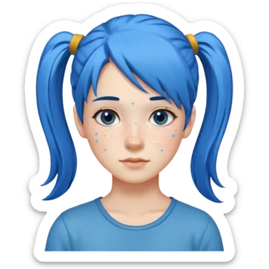 chica con pelo azul colita de costado sticker