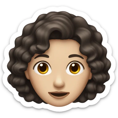pale woman with very dark brown wavy hair sticker