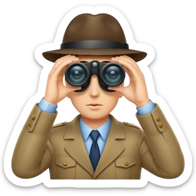 Detective peeking through binoculars sticker