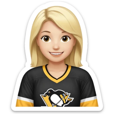 Girl blonde with hockey jersey pittburgh penguins sticker