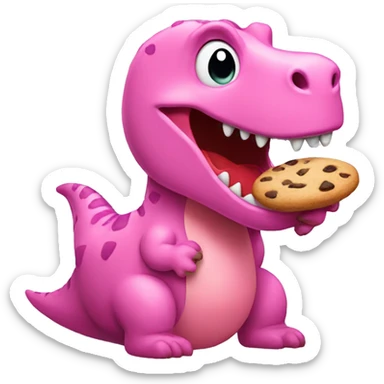 pink dinosaur eating cookie sticker
