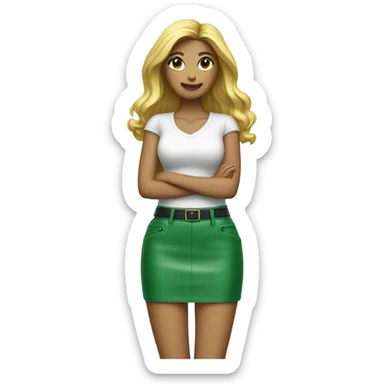 Green leather mini skirt isolated sticker