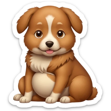 pregnant dog holding its belly sticker