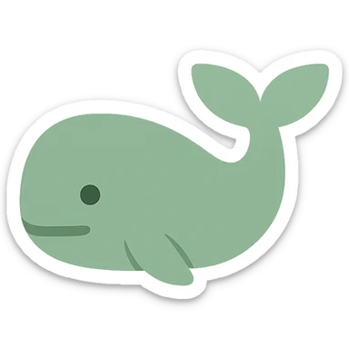 A dull green whale sticker