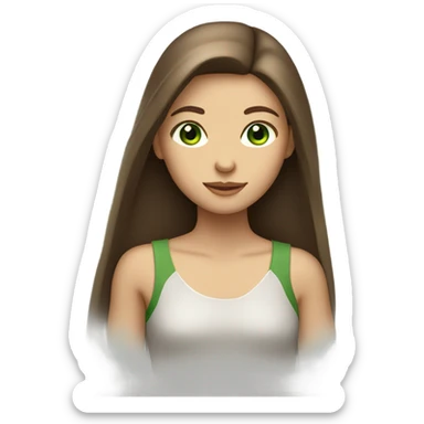 Girl with brown long straight hair and green eyes  sticker
