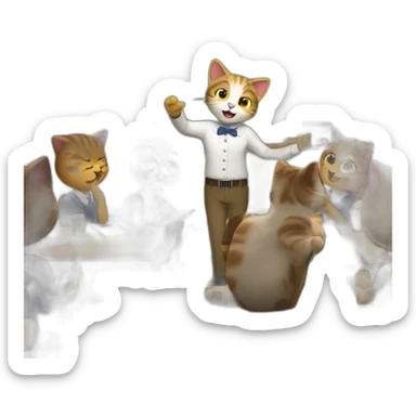 cat animal teacher giving lesson to students sticker