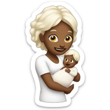 White Crazy mother with one baby sticker