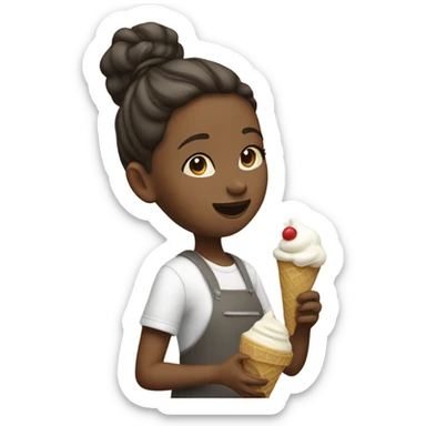 Girl picking up white ice cream sticker