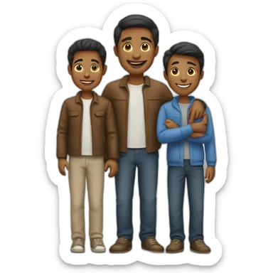 family of three men with one son sticker