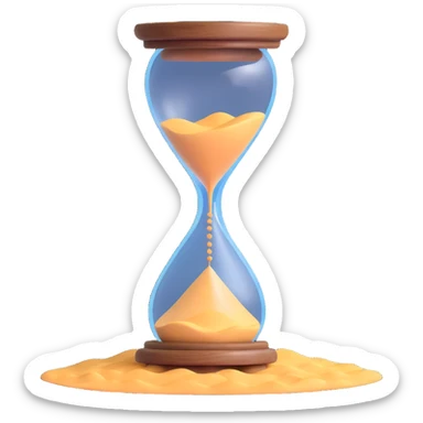 A visual representation of time passing: an hourglass with sand falling, or a clock with spinning hands, symbolizing the flow of time. sticker