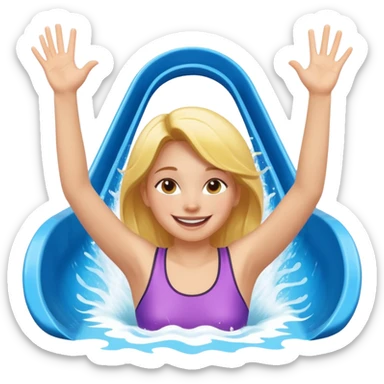 girl on waterslide with hands up sticker