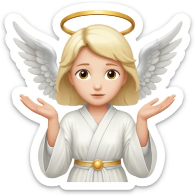 Create an angel with a distance between its two hands. I will add a button to that empty space. Its hands should be pointing downwards. sticker
