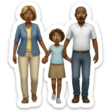 Family holding hands child in the middle sticker