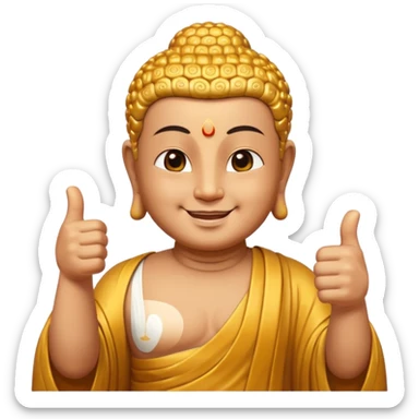 Buddha smiles and gives a thumbs up sticker