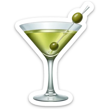 martini with 3 green khaki olives all stuck at the same 1 stick and same size . liquid should be a clear color like water kinda  sticker