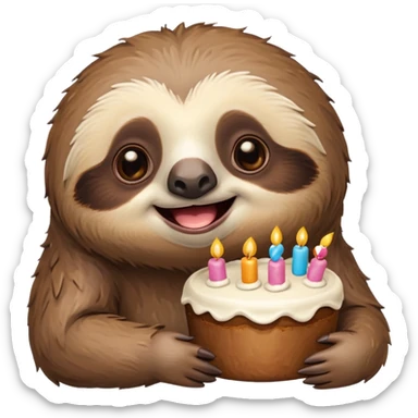 Cute sloth with cake sticker