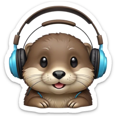 Otter wearing headphones  sticker