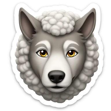 A wolf with a sheep's clothing on. sticker