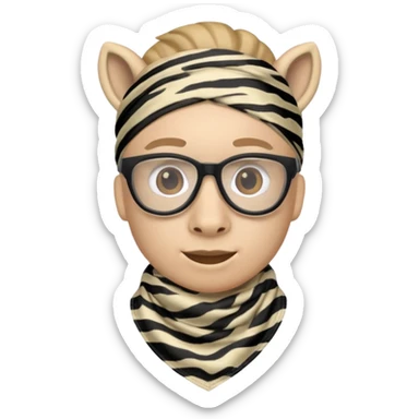 Nerd emoji with a zebra print bandana mask on sticker