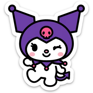 Kuromi winking, cute and sassy sticker
