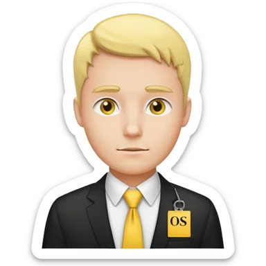 mormon missionary in a white shirt and yellow tie with a black name tag sticker