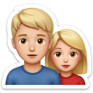 a boy looking at a girl, apple style emoji sticker
