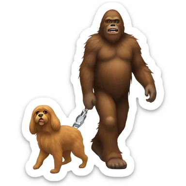 Sasquatch walking a dog sticker
