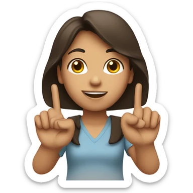Brunette holding up 3 fingers in the air sticker