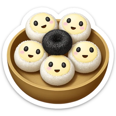 black sesame seeds mized with sugar and butter inside small glutinous rice balls sticker