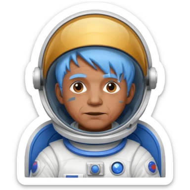 old man, brown skin astronaut with blue hair sticker