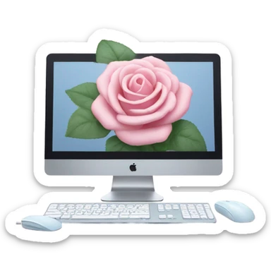 iMac rose pastel avec clavier et souris sticker