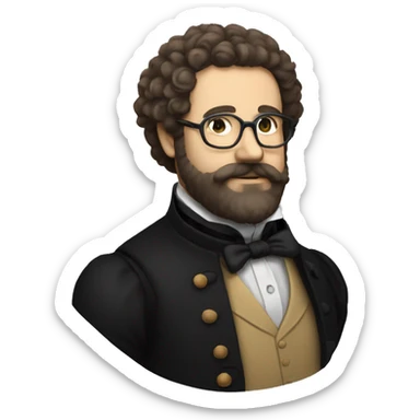 georges bizet composer with curly hair and beard an glasses sticker