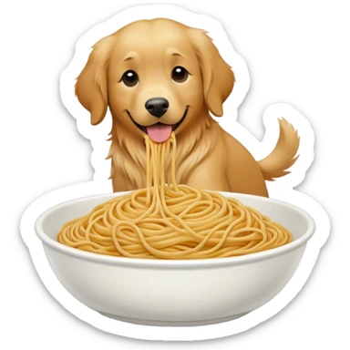 Golden retriever being turned into a bowl of spaghetti sticker