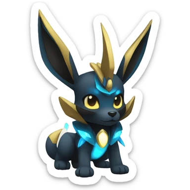 Shiny Sparkle Chibi Anubis-Umbreon-Lucario-Fakémon full body sticker
