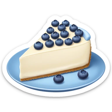 one slice of cheesecake with blue cream on top and blueberries sticker