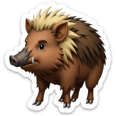 wild boar, punk hair, full body sticker