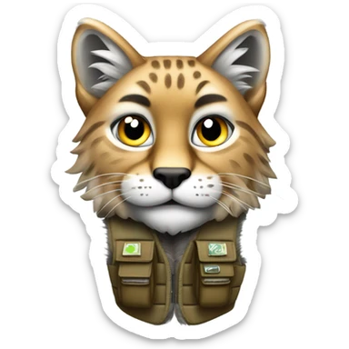A lynx with a VC vest sticker