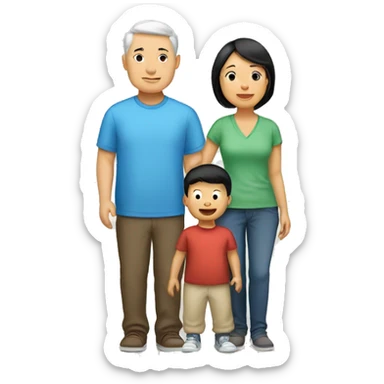 Asian mom, White dad with their baby boy sticker