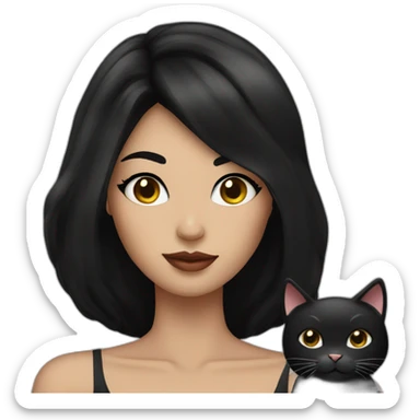 woman with black hair und cat costume posing glamorously sticker