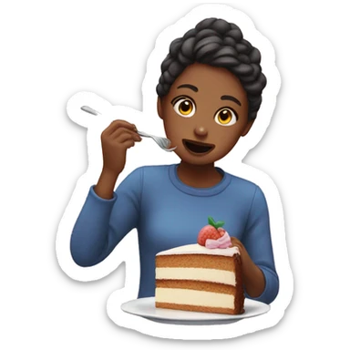 girl eats a cake  sticker