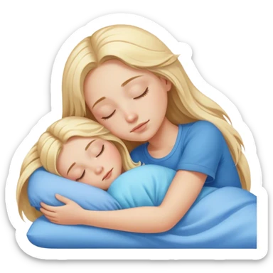 blonde girl with long hair and blue eyes sleeps sticker