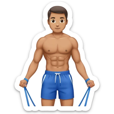 fit man with blue shorts resistance bands exercises sticker
