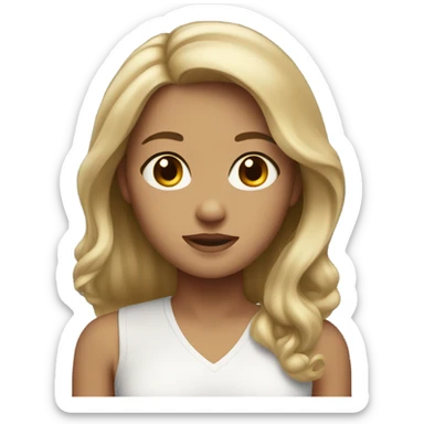 A girl with gray eyes and medium dirty blonde hair  sticker