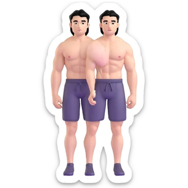 young white man with black hair, muscular, shirtless with nipple piercings sticker